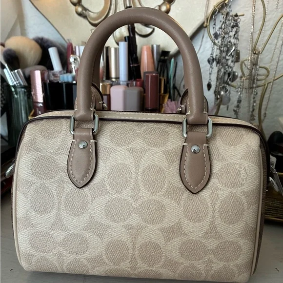 Coach Tan and Brown Signature Satchel MINI - Picture 3 of 15